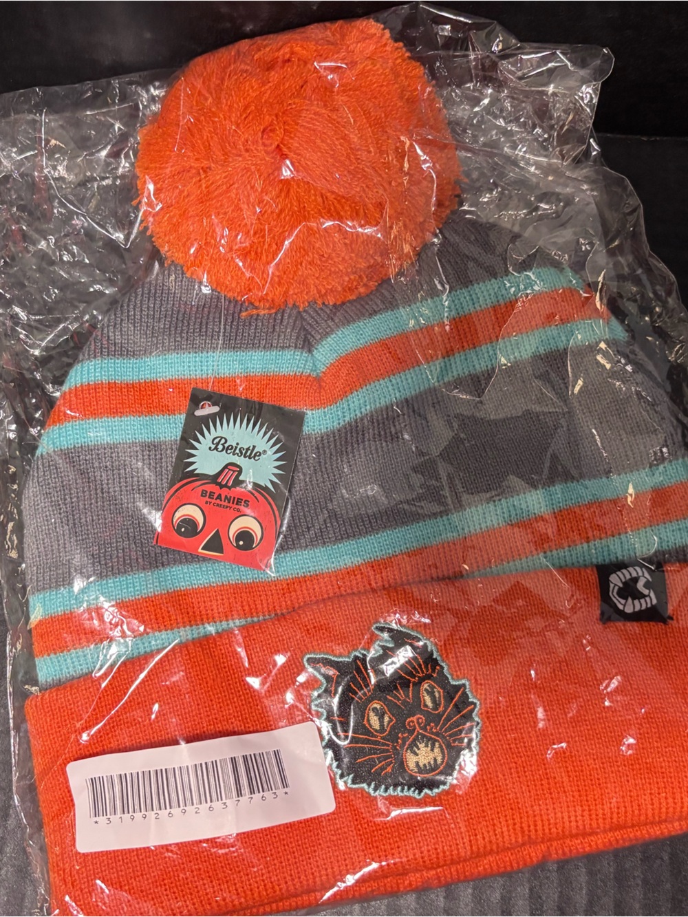 Creepy Co. Beistle Vintage Cat Scratch Striped Knit Beanie - Picture 5 of 5